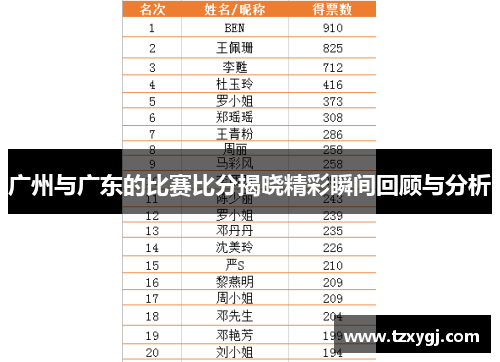 广州与广东的比赛比分揭晓精彩瞬间回顾与分析